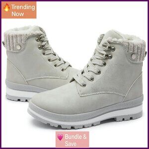 Women's Combat Boots Platform Ankle Boots Waterproof Fuzzy Lined Non-Slip